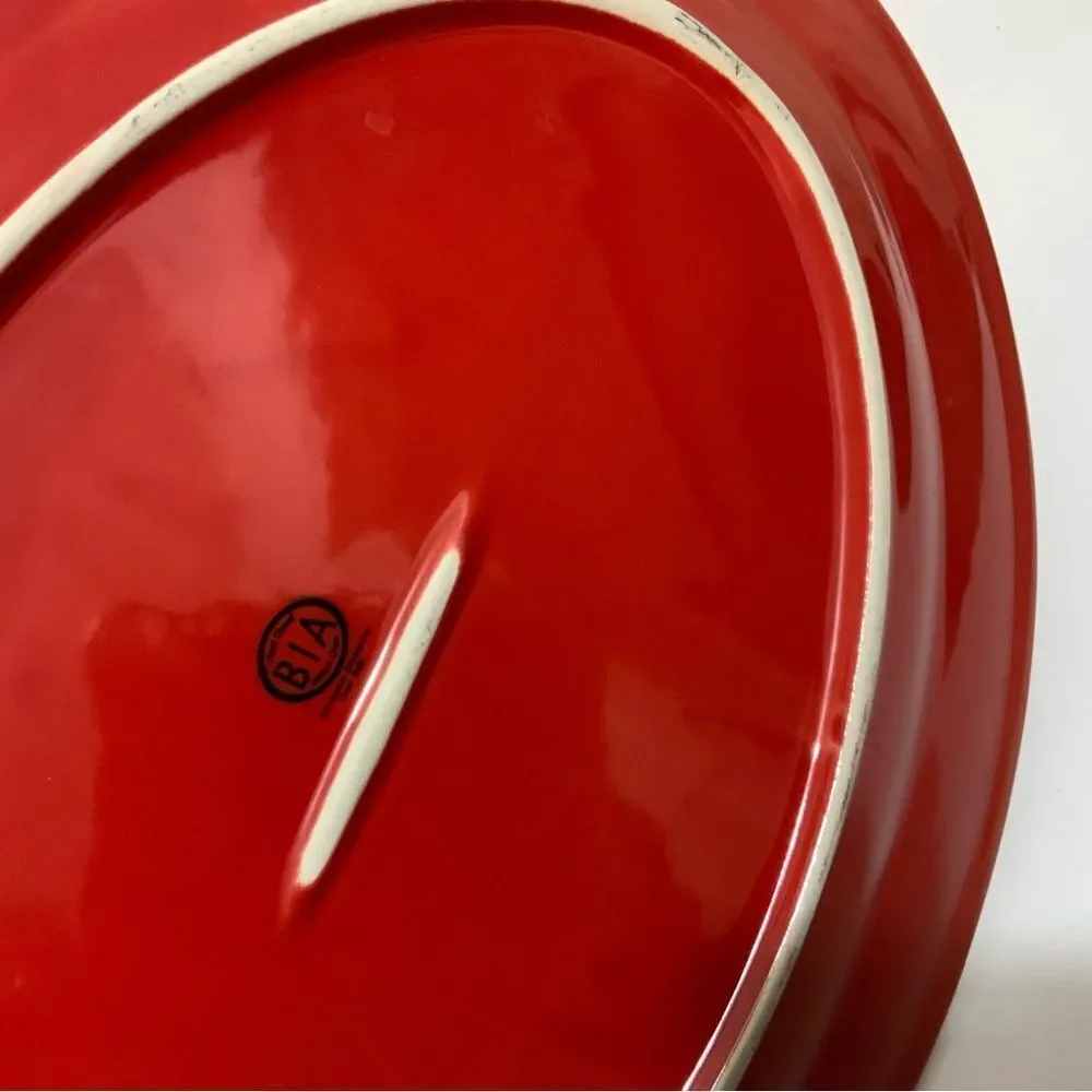 BIA Cordon Bleu 16 inch Red Cable Knit Oval Platter G22